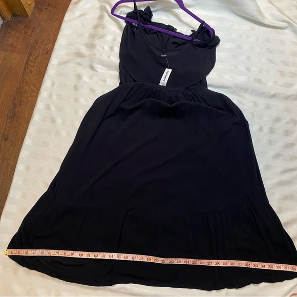 Old Navy 1X NWT Ruffled Tiered Maxi Dress Lined Black Deep V Adjustable Strap - Picture 8 of 14